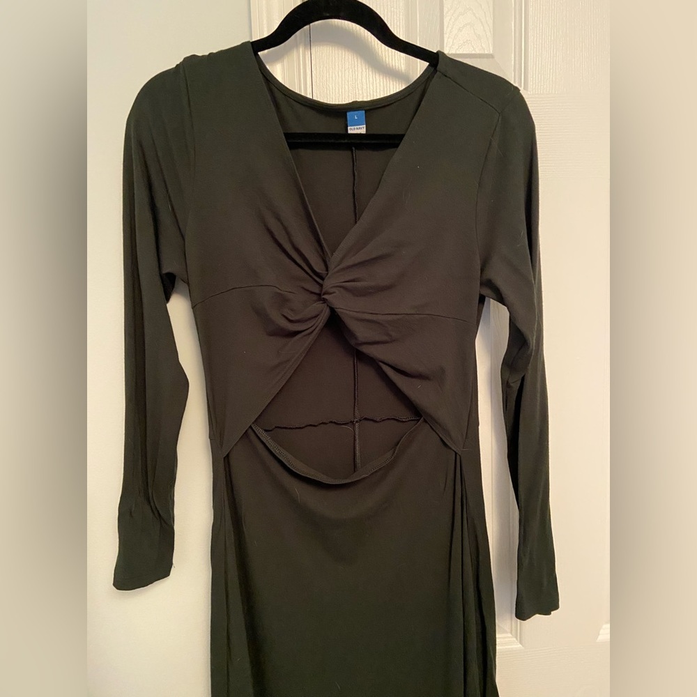Old navy midi long sleeve dress cutout holiday party green large